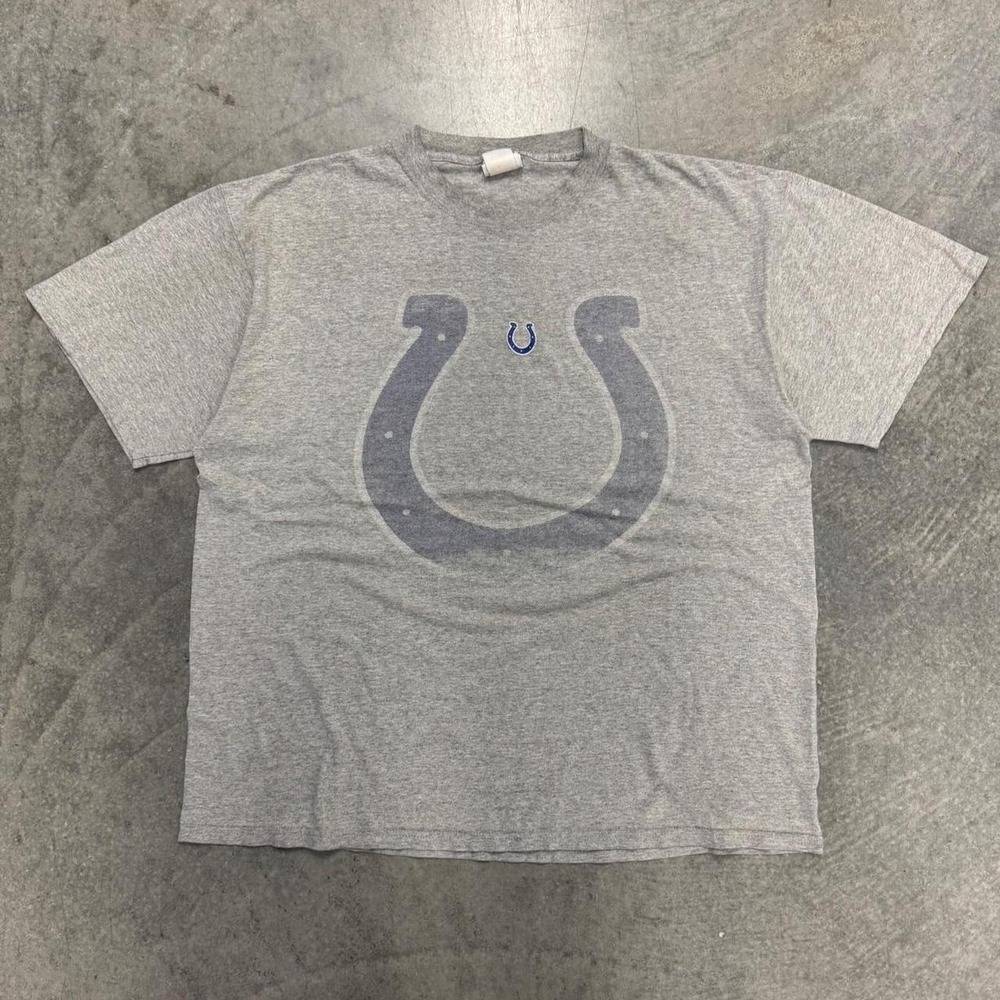 Vintage Indianapolis Colts Faded Graphic Tshirt Gray Short Sleeve XL